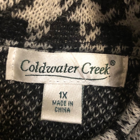 COLDWATER CREEK Black and White Houndstooth Single Breast Cape Coat Sz 1X - Picture 2 of 8